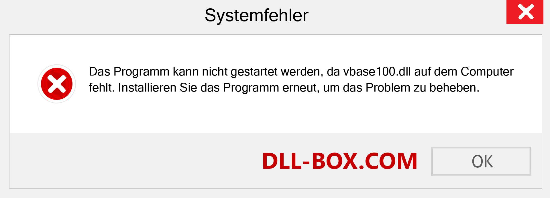 vbase100.dll-Datei fehlt?. Download für Windows 7, 8, 10 - Fix vbase100 dll Missing Error unter Windows, Fotos, Bildern