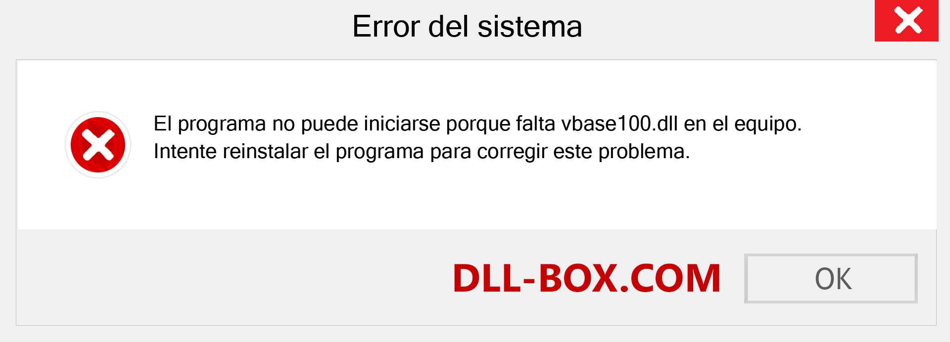 ¿Falta el archivo vbase100.dll ?. Descargar para Windows 7, 8, 10 - Corregir vbase100 dll Missing Error en Windows, fotos, imágenes