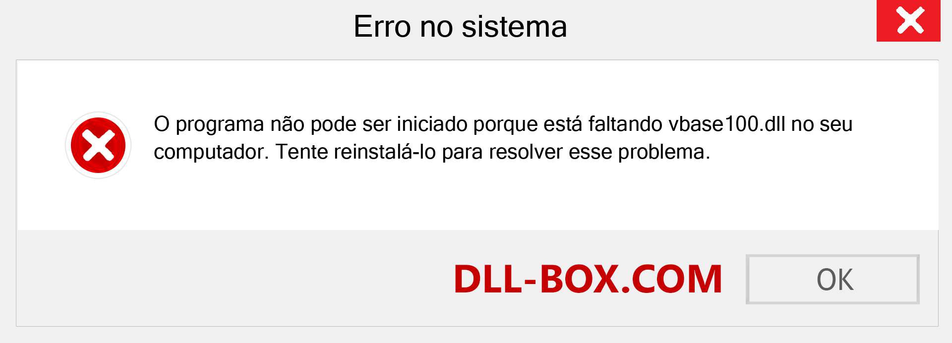 Arquivo vbase100.dll ausente ?. Download para Windows 7, 8, 10 - Correção de erro ausente vbase100 dll no Windows, fotos, imagens